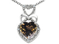 Tommaso Design™ Heart Shape 8mm Genuine Smoky Quartz Pendant Necklace