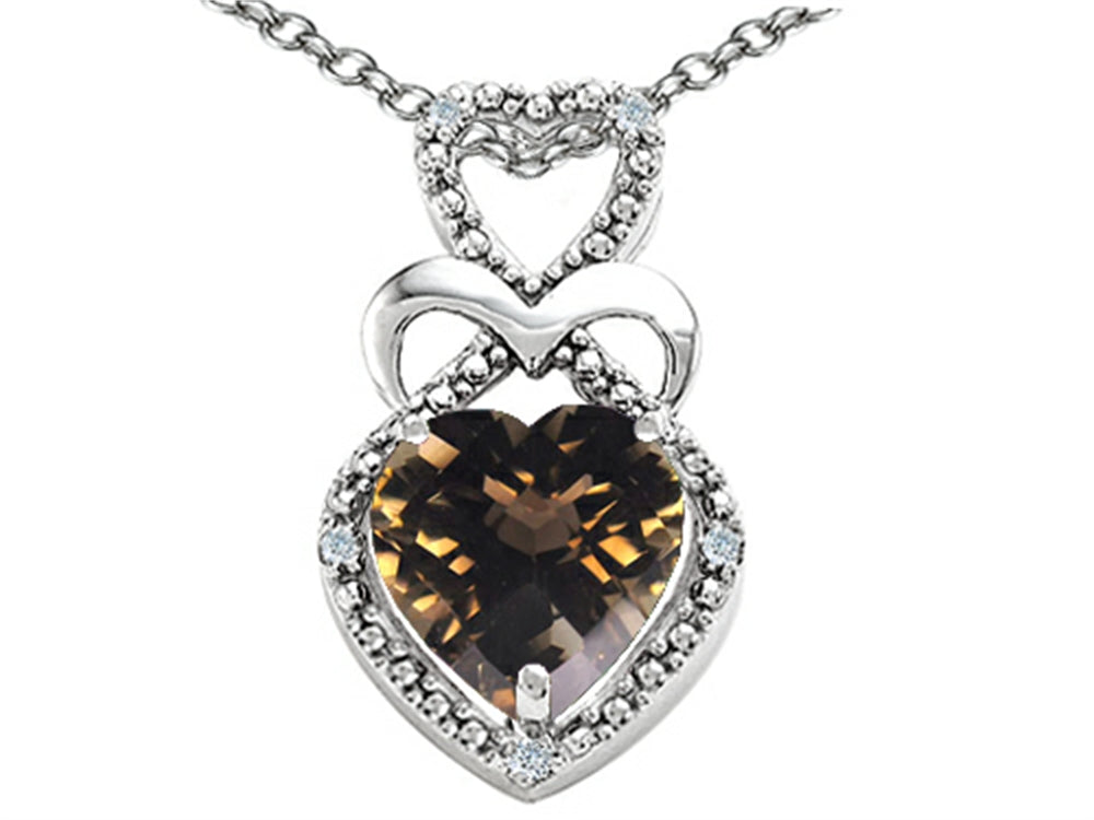 Tommaso Design™ Heart Shape 8mm Genuine Smoky Quartz Pendant Necklace