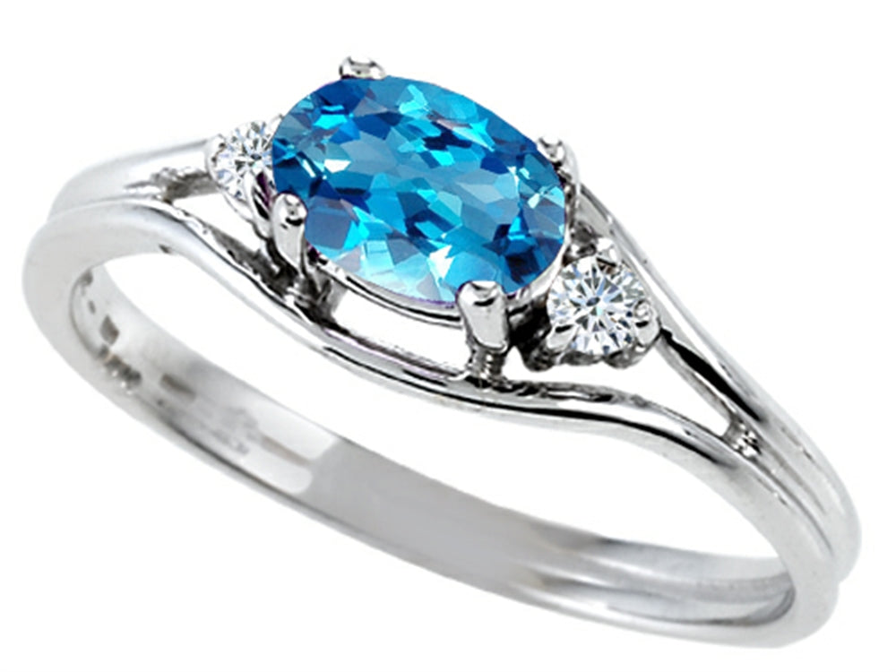 Tommaso Design Genuine Blue Topaz Ring