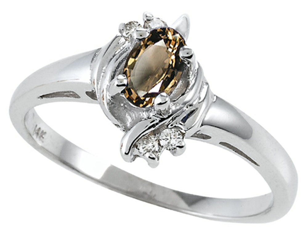Tommaso Design Genuine Smoky Quartz Ring