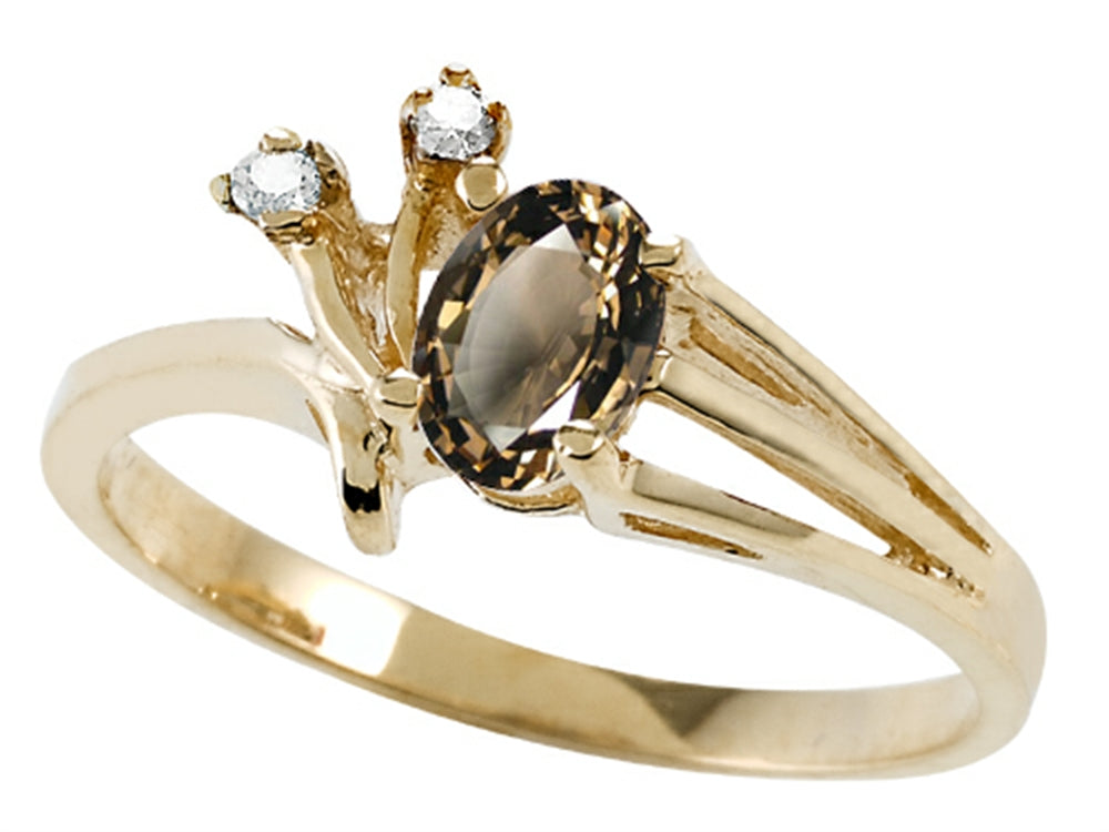 Tommaso Design Genuine Smoky Quartz Ring