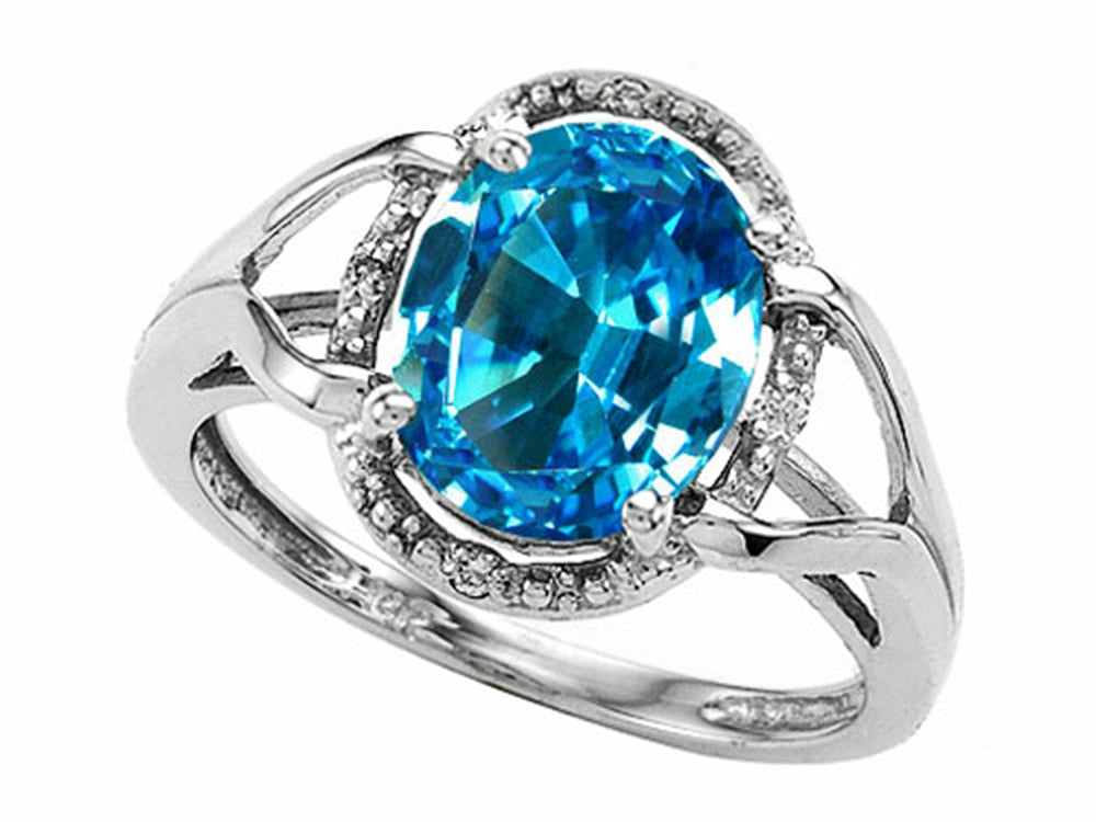 Tommaso Design Oval 10x8mm Genuine Blue Topaz Ring