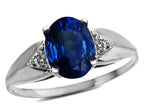 Tommaso Design Oval 9x7mm Created Blue Sapphire Ring
