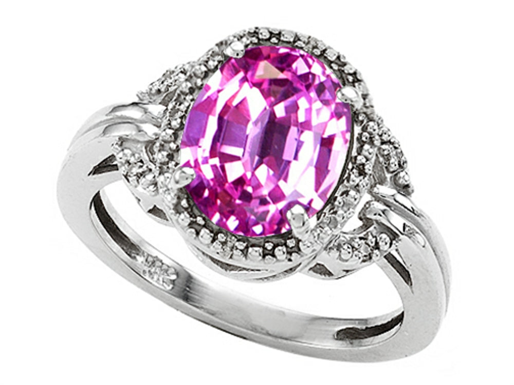 Tommaso Design Oval 10x8mm Simulated Pink Tourmaline Ring