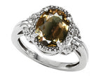Tommaso Design Oval 10x8mm Genuine Smoky Quartz Ring