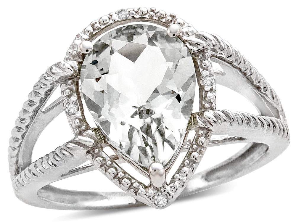 Star K  Pear Shape 11x8mm Genuine White Topaz Ring
