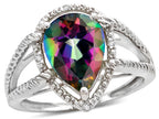 Star K  Pear Shape 11x8mm Mystic Rainbow Topaz Ring