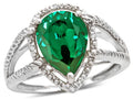 Star K  Pear Shape 11x8mm Simulated Emerald Ring
