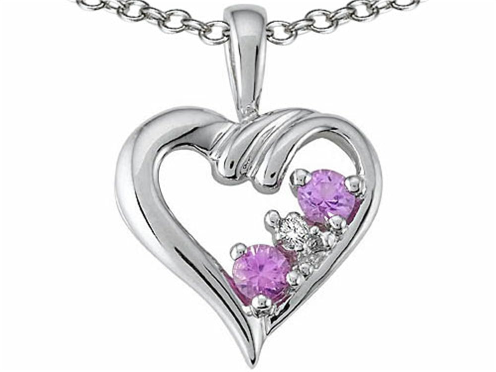 Tommaso Design™ Genuine Pink Sapphire Heart Pendant Necklace