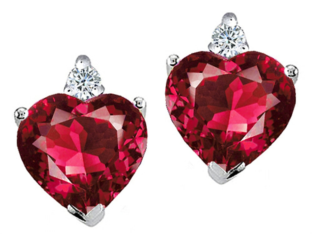 Tommaso Design™ Heart Shape 7mm Created Ruby s Earrings Studs