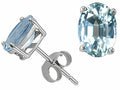 Tommaso Design™ Quality Oval 7x5mm Genuine Aquamarine Earrings Studs