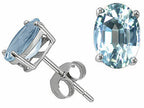 Tommaso Design™ Quality Oval 7x5mm Genuine Aquamarine Earrings Studs