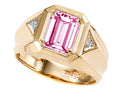 Tommaso Design Emerald Octagon Cut 9x7mm Simulated Pink Tourmaline And Mens Ring