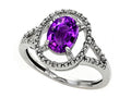 Tommaso Design Oval Genuine Amethyst Ring
