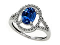 Tommaso Design Oval 8x6mm Created Blue Sapphire Ring