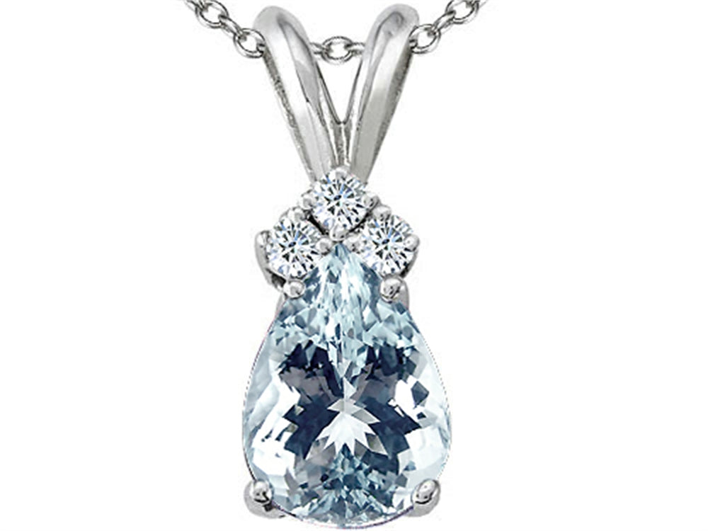 Tommaso Design™ Genuine Aquamarine Pendant Necklace