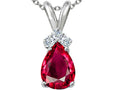 Tommaso Design™ Pear Shape 8x6mm Created Ruby Pendant Necklace