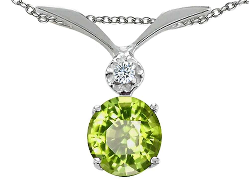 Tommaso Design™ Round 7mm Genuine Peridot Pendant Necklace