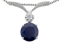 Tommaso Design™ Round 7mm Genuine Black Sapphire Pendant Necklace