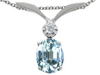 Tommaso Design™ Oval 7x5mm Genuine Aquamarine Pendant Necklace