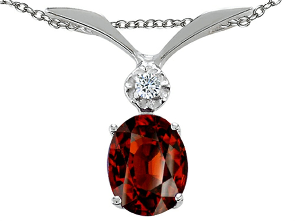 Tommaso Design™ Oval 7x5mm Genuine Garnet Pendant Necklace