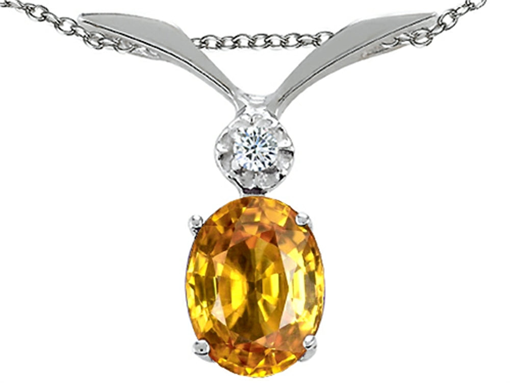 Tommaso Design™ Oval 7x5mm Genuine Citrine Pendant Necklace