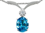 Tommaso Design™ Oval 7x5mm Genuine Blue Topaz Pendant Necklace