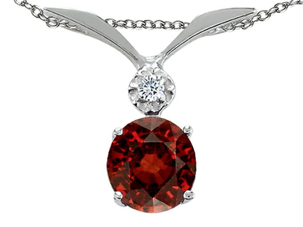 Tommaso Design™ Round 7mm Genuine Garnet Pendant Necklace