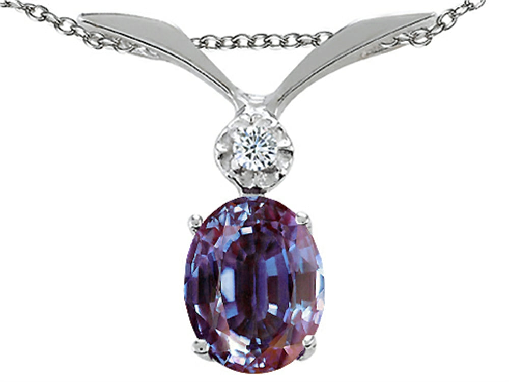 Tommaso Design™ Oval 7x5mm Simulated Alexandrite Pendant Necklace