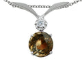 Tommaso Design™ Round 7mm Genuine Smoky Quartz Pendant Necklace