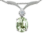 Tommaso Design™ Oval 7x5mm Green Amethyst Pendant Necklace
