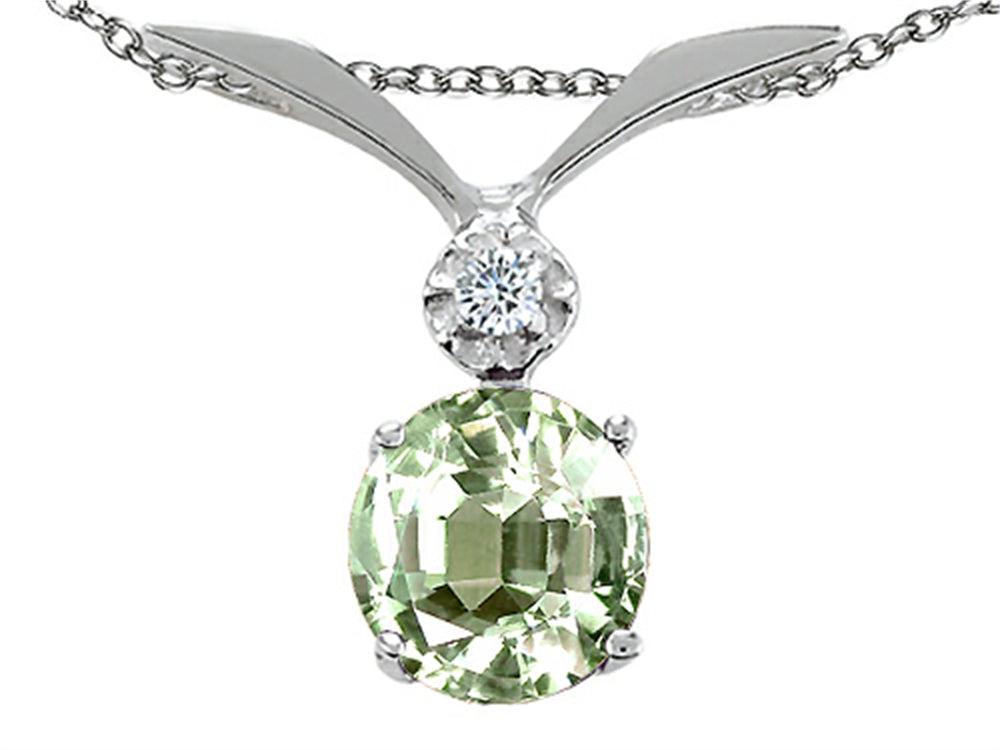 Tommaso Design™ Round 7mm Green Amethyst Pendant Necklace