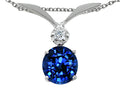 Tommaso Design™ Round 7mm Created Blue Sapphire Pendant Necklace