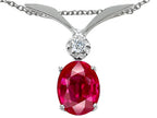 Tommaso Design™ Oval 7x5mm Created Ruby Pendant Necklace