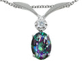 Tommaso Design™ Oval 7x5mm Mystic Rainbow Topaz Pendant Necklace