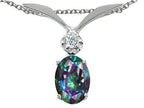 Tommaso Design™ Oval 7x5mm Mystic Rainbow Topaz Pendant Necklace