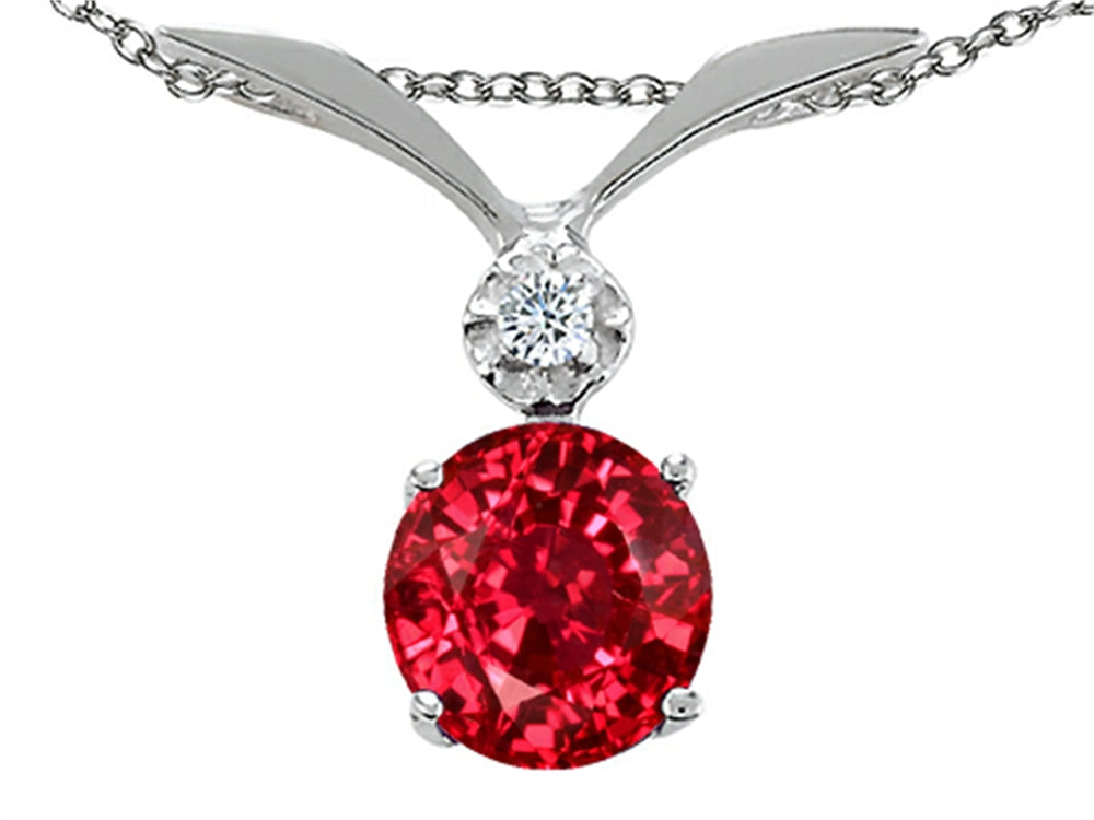 Tommaso Design™ Round 7mm Created Ruby Pendant Necklace