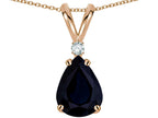 Star K™ Pear Shape 8x6 mm Genuine Sapphire Rabbit Ear Pendant Necklace