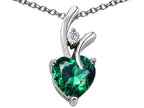 Star K™ Simulated Heart Shaped Emerald Pendant Necklace