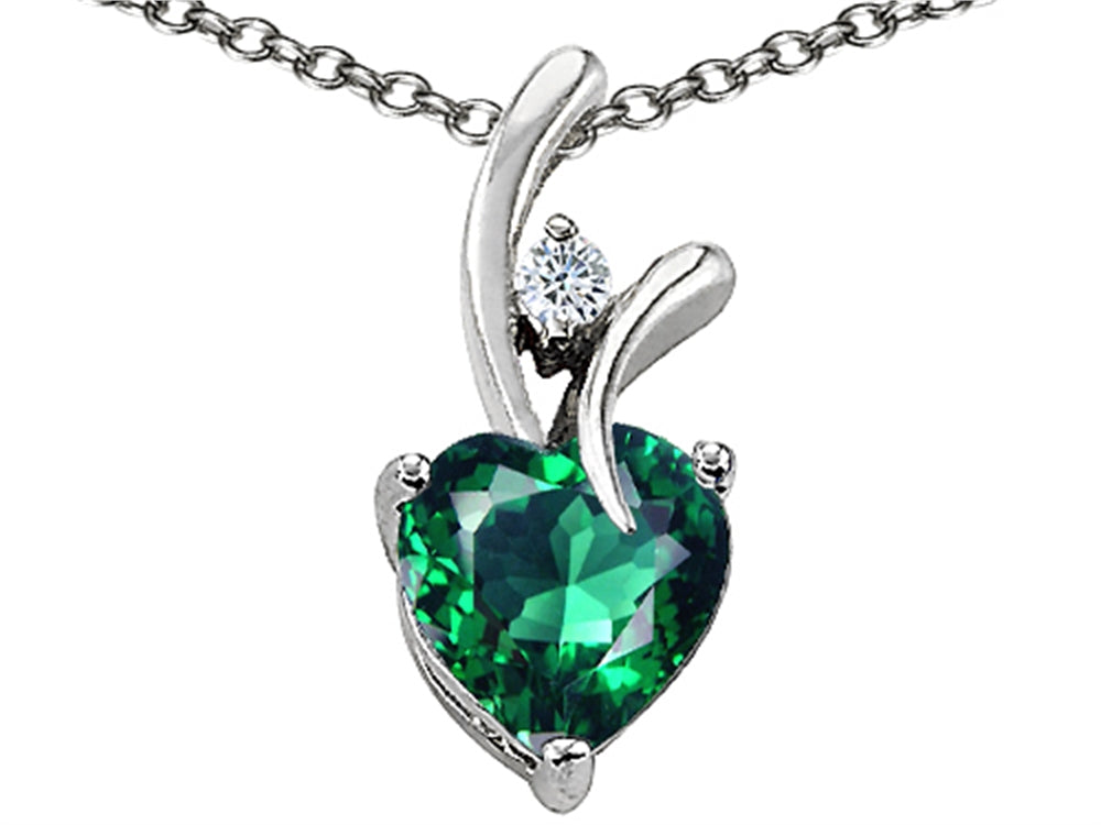 Star K™ Simulated Heart Shaped Emerald Pendant Necklace