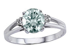 Tommaso Design Genuine Aquamarine Round 7mm Ring