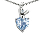Star K™ Heart Shaped 8mm Simulated Aquamarine Pendant Necklace