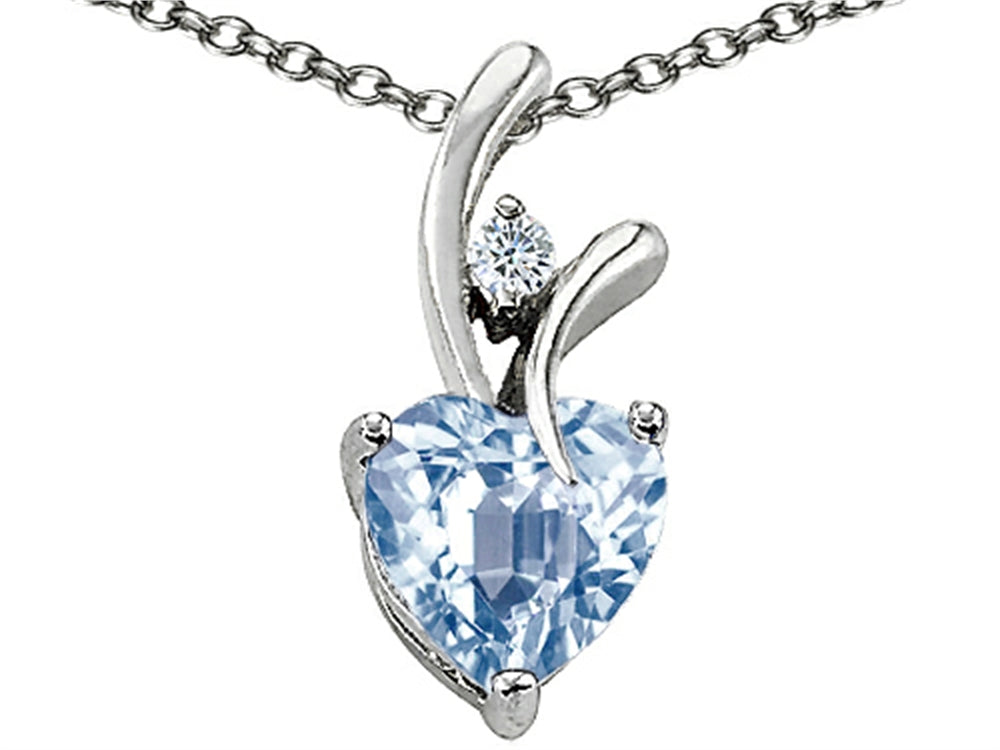 Star K™ Heart Shaped 8mm Simulated Aquamarine Pendant Necklace