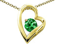 Tommaso Design™ Heart Shape Round 7mm Simulated Emerald Pendant Necklace