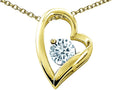 Tommaso Design™ Heart Shape Round 7mm Genuine Aquamarine Pendant Necklace