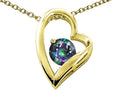 Tommaso Design™ Heart Shape Round 7mm Rainbow Mystic Topaz Pendant Necklace