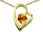 Tommaso Design™ Heart Shape Round 7mm Genuine Citrine Pendant Necklace