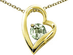 Tommaso Design™ Heart Shape Round 7mm Green Amethyst Pendant Necklace