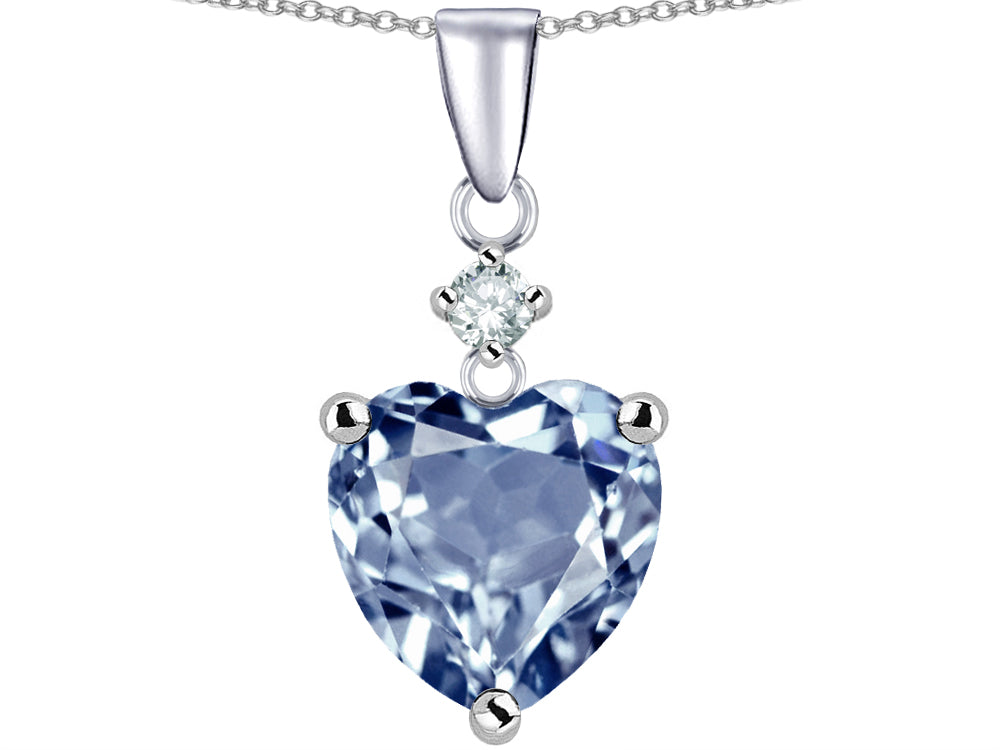 Star K™ Heart shape 8mm Simulated Aquamarine Pendant Necklace