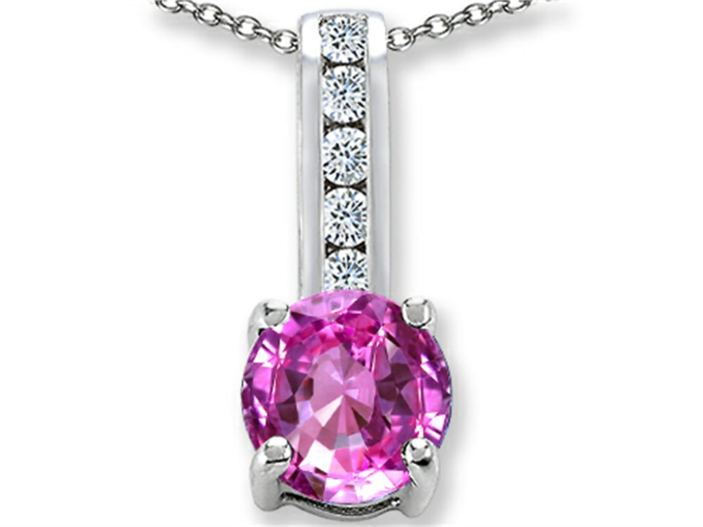 Finejewelers Created Pink Sapphire And Cubic Zirconia Pendant Necklace